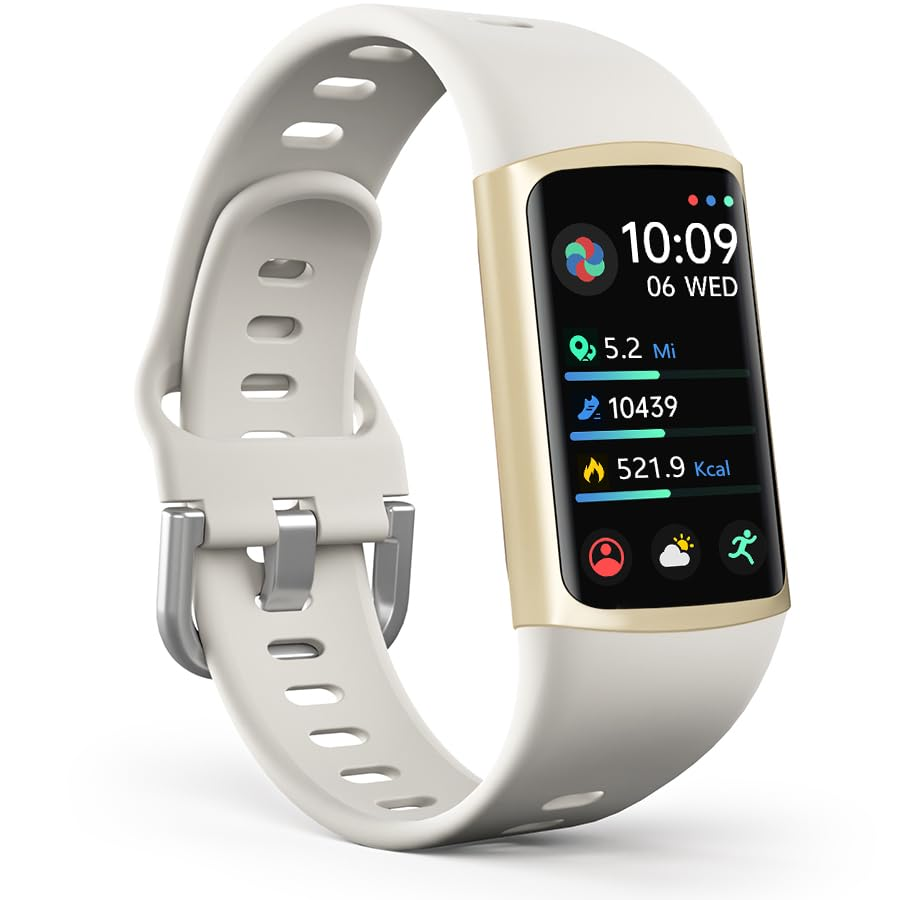 FITVII FINO 2 Slim Fitness Tracker, Smart Watch with Blood Oxygen, Sleep Monitor, 24/7 Heart Rate & Blood Pressure, IP68 Waterproof Health Activity Trackers with Calories Step Counter for Women Men