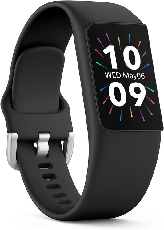 FITVII Looki-mini Fitness Trackers, Slim AMOLED Fitness Watch with 24/7 Heart Rate, Blood Pressure, Blood Oxygen, Stress Monitor, Step Calorie Counter, IP68 Waterproof Smart Watch for Women Men